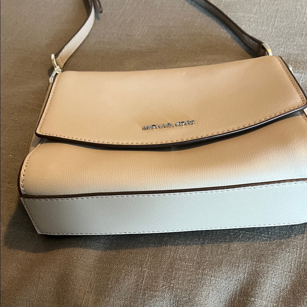 Michael Kors Beige Crossbody Bag 10 inches wide 6 1/2 inches tall
